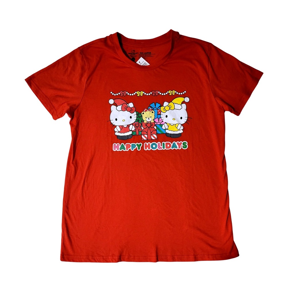 Nwt Sanrio Hello Kitty Christmas Tee T Shirt Womens XXL New Short Sleeve Holiday